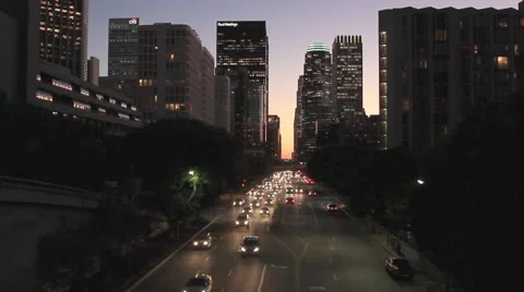 DOWNTOWN TRAFFIC AT DUSK Stock Footage 925440