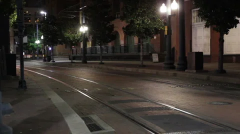 Downtown Train Night Time Stock Footage 919640