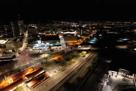 Downtown Tucson at Night Stock Photos
