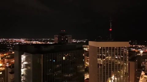 Downtown Tucson Skyline with Lightning Stock Footage 279916441