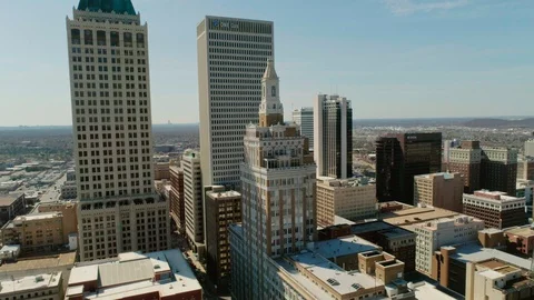 Downtown Tulsa Aerial Stock Footage 129957744