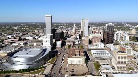 Downtown Tulsa by Drone Stock Footage 97124728