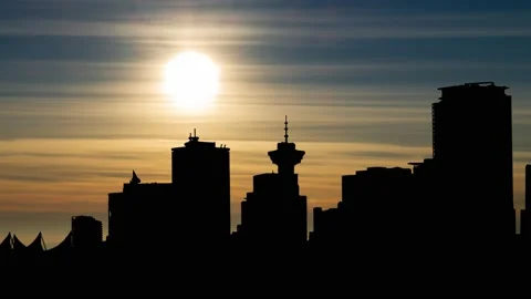 Downtown Vancouver Skyline, Time Lapse at Sunset, Canada Stock Footage 149389200