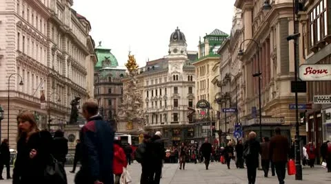 Downtown Vienna in Austria,  Stock Footage