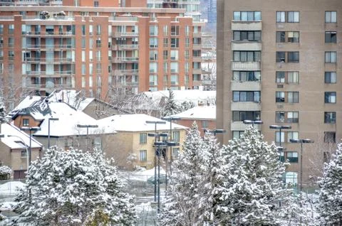 Downtown in winter time Stock Photos