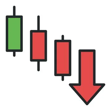Downtrend Candlestick Chart vector financial charts colored icon or design .. Stock Illustration