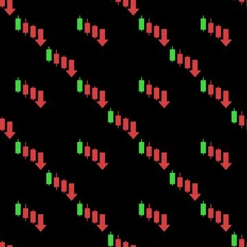 Downtrend Candlestick Pattern vector Cryptocurrency Analytics colored seaml.. Illustrazione stock