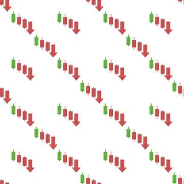 Downtrend Candlestick Pattern vector Trading seamless pattern Illustrazione stock