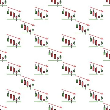 Downtrend vector crypro chart colored seamless pattern Stock Illustration