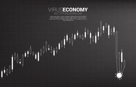 Downturn graph with covid19 virus pulling. Concept for fail and accidental bu Stock Illustration
