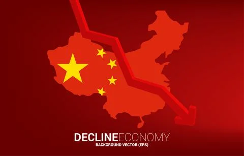 Downturn graph with Germany flag in map. Concept of decline economy in german Stock Illustration