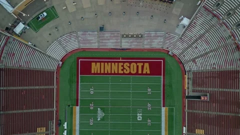 Downward Aerial View Moving Backwards Over Huntington Bank Stadium Minneapolis Stock Footage 220468892