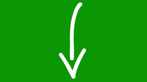 Downward arrow being drawn smoothly with pencil on vibrant green screen. Stock Footage 334701272