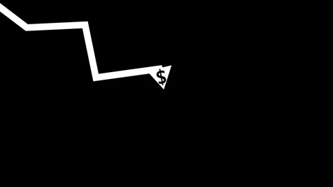 Downward arrow with dollar sign falling money loss decline and financial tr.. Stock Footage 340383812
