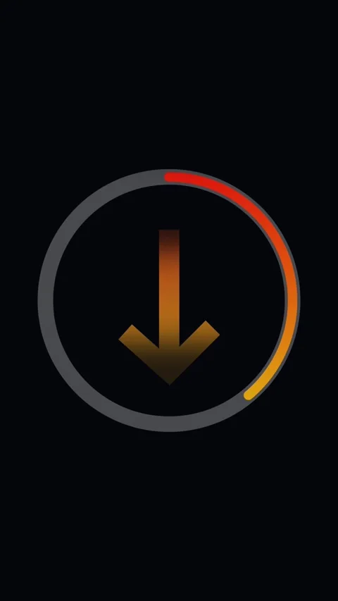 Downward Arrow Icon within a Circular Progress Bar with Red and Yellow Grad.. Stock Footage 321726907