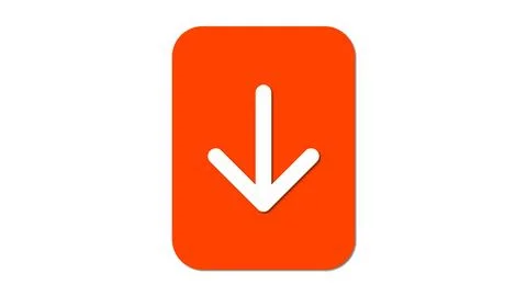 A downward arrow inside a rounded rectangle on a white background. イラスト素材