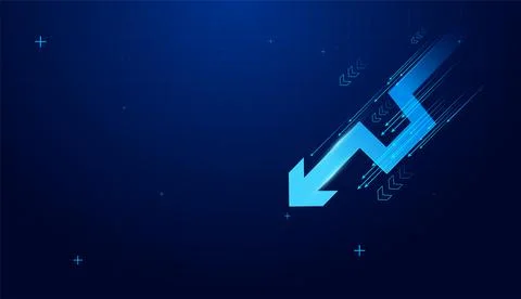 Downward arrow shows a clear point of move in finance, market trends. Falld.. Stock Illustration