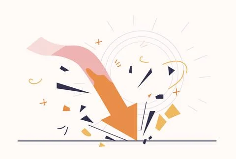 Downward arrow trade war tariffs war economic decline abstract crash broken イラスト素材