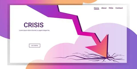 Downward chart economic arrow falling down financial crisis bankruptcy Stock Illustration
