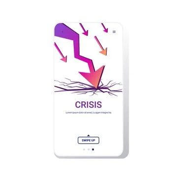 Downward chart economic arrow falling down financial crisis bankruptcy Stock Illustration