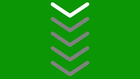 Downward chevron arrows animating smoothly on green screen background. Video stock 334701306