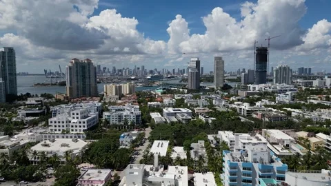 Downward Drone Shot of South Beach, Miami Stock Footage 252954577