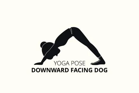 Downward Facing Dog Yoga Pose Silhouette Stock Illustration