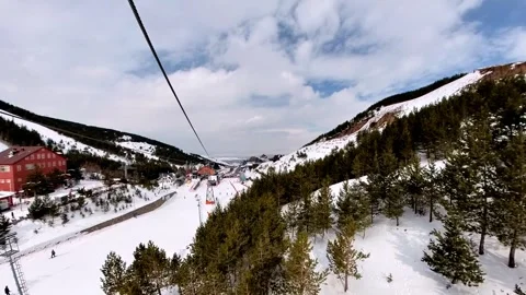 Downward Perspective of Ski Tracks and Pine Forest in Palandoken Mountain 動画素材 330977016
