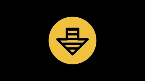 Downward pointing arrow icon dash line animation isolated on black background 스톡 동영상 339538766