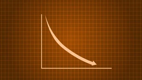 Downward Sloping Line Graph on Grid Background Animation Stock Footage 315763639