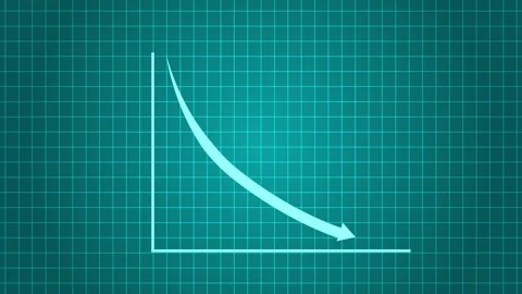 Downward Sloping Line Graph on Grid Background Animation 動画素材 315763668
