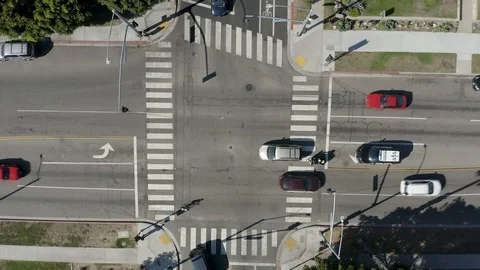 Downward Street Intersection Drone Stock Footage 115239955