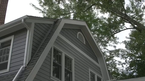 Downward Tilt Of Gray House Stock Footage 100898844