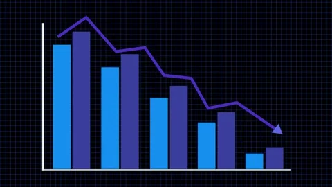 Downward Trend Bar Chart with Arrow Animation Stock Footage 310202409
