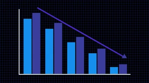 Downward Trend Bar Chart with Arrow Animation Stock Footage 310202466