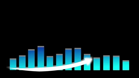Downward Trend Bar Chart with White Arrow on Black Background graph data. W.. Stock Footage 321585981