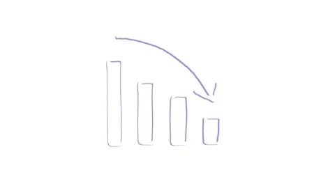 Downward trend graph animation video on white background Stock Footage 343698734