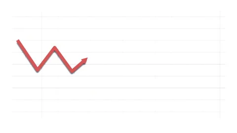 Downward trending arrow on a graph Stock Footage 141538862