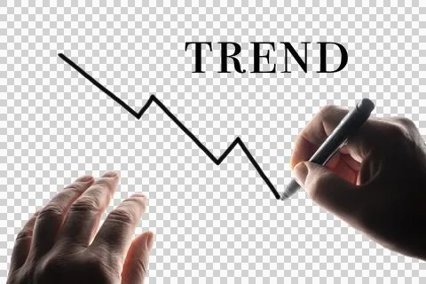 A downward trending line graph Stock Photos