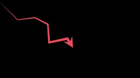 Downward zigzag arrow line decline loss and falling trend animation Stock-Footage 340385548