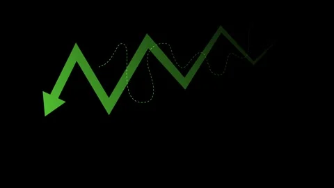 Downward zigzag arrow showing a falling business trend animation Stock Footage 340385694