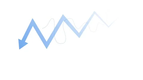 Downward zigzag arrow showing a falling business trend animation Stock Footage 340385705
