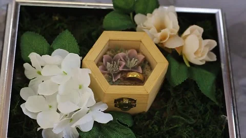 The dowry is in a box decorated with flowers. Stock Footage 272842480
