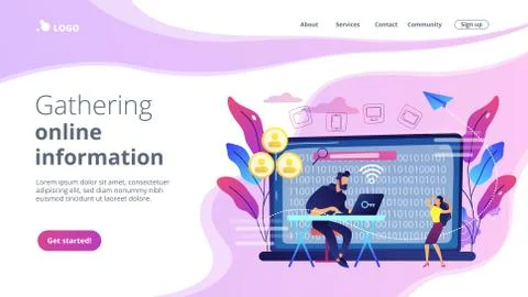 Doxing concept landing page. Stock Illustration