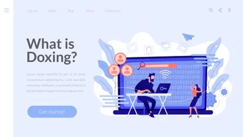 Doxing concept landing page. Stock Illustration