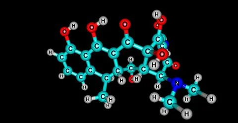 Doxycycline molecular structure isolated on black Stock Illustration