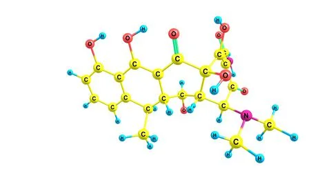 Doxycycline molecular structure isolated on white Stock Illustration