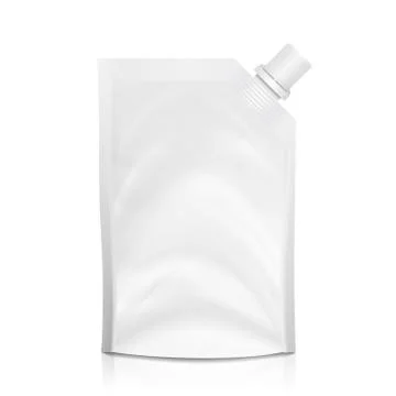 Doy-pack Blank Vector. White Clean Doypack Bag Packaging With Corner Spout Lid Stock Illustration