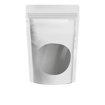 Doy pack mockup, rectangular shape with closed zipper and round transparent hole 스톡 일러스트