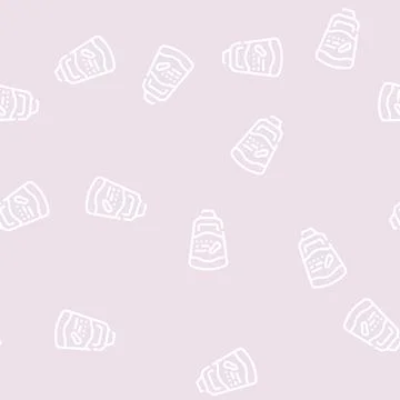 Doy-pack peanut butter line vector seamless pattern Stock Illustration